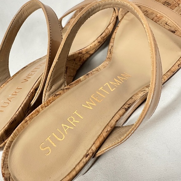 Stuart Weitzman wedge sandals patent cork nude size 7 - Picture 8 of 12